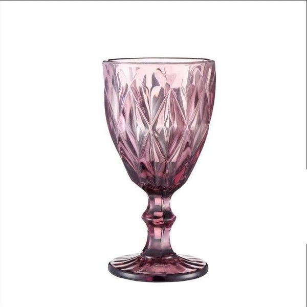 6 Pieces Vintage Wine Glasses Set, 8 Ounce Colored Glass Water Goblets for Wedding Reception - Hibrides