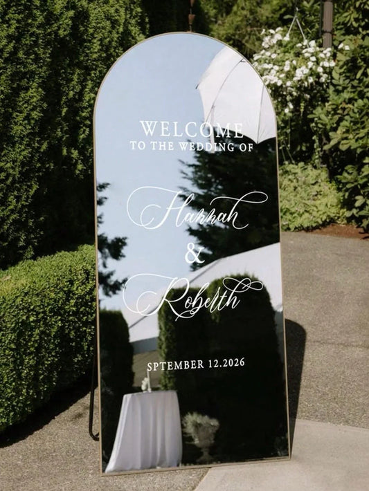 Mirror Decal Welcome To The Wedding Of Mirror Decal / Custom Mirror Lettering Decal Sticker