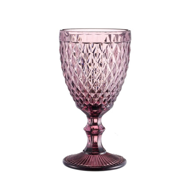 6 Pieces Vintage Wine Glasses Set, 8 Ounce Colored Glass Water Goblets for Wedding Reception - Hibrides