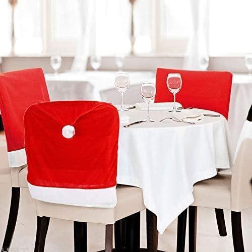 6PCS Christmas Chair Covers,Santa Claus Hat Slipcover Xmas Chair Back Cover for Christmas Dinning Room Decoration - Hibrides