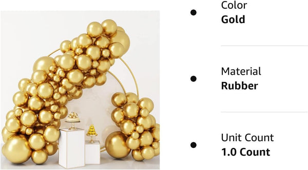 92pcs Metallic Gold Balloons Chrome Gold Balloon 18 12 10 5 Inches Gold Latex Balloons for Birthday Party Graduation Baby Shower - Hibrides