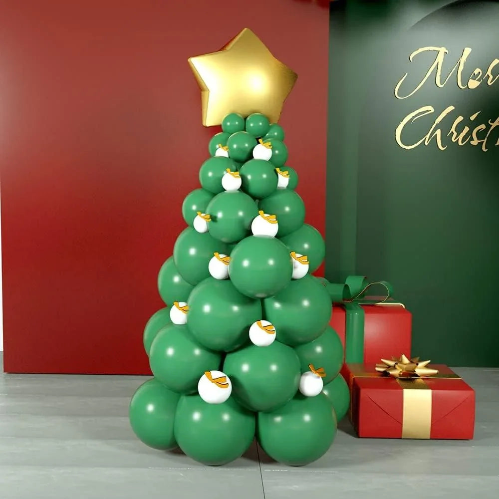 200PCS Christmas Balloons Garland Arch Kit Tree Red Green Metallic Golden White Latex Balloon for X-Mas Festival Birthday - Hibrides