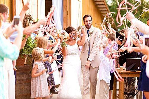 25 Pack Wedding Ribbon Wands with Triple Ribbon and Bell - Hibrides