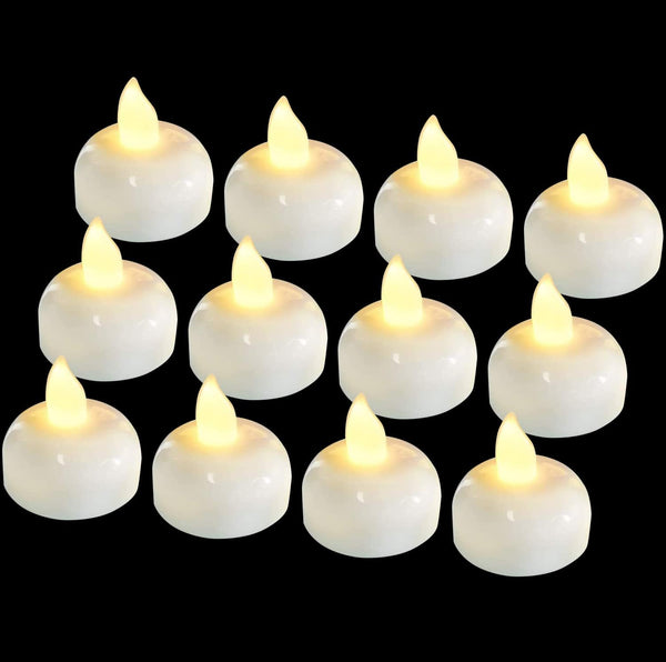 24 Pack Waterproof Flameless Floating Tealights for Wedding Centerpieces - Hibrides