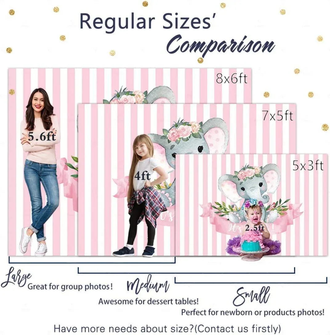 7x5ft It's a Girl Elephant Backdrop for Baby Shower Princess Newborn Birthday Decoration - Hibrides