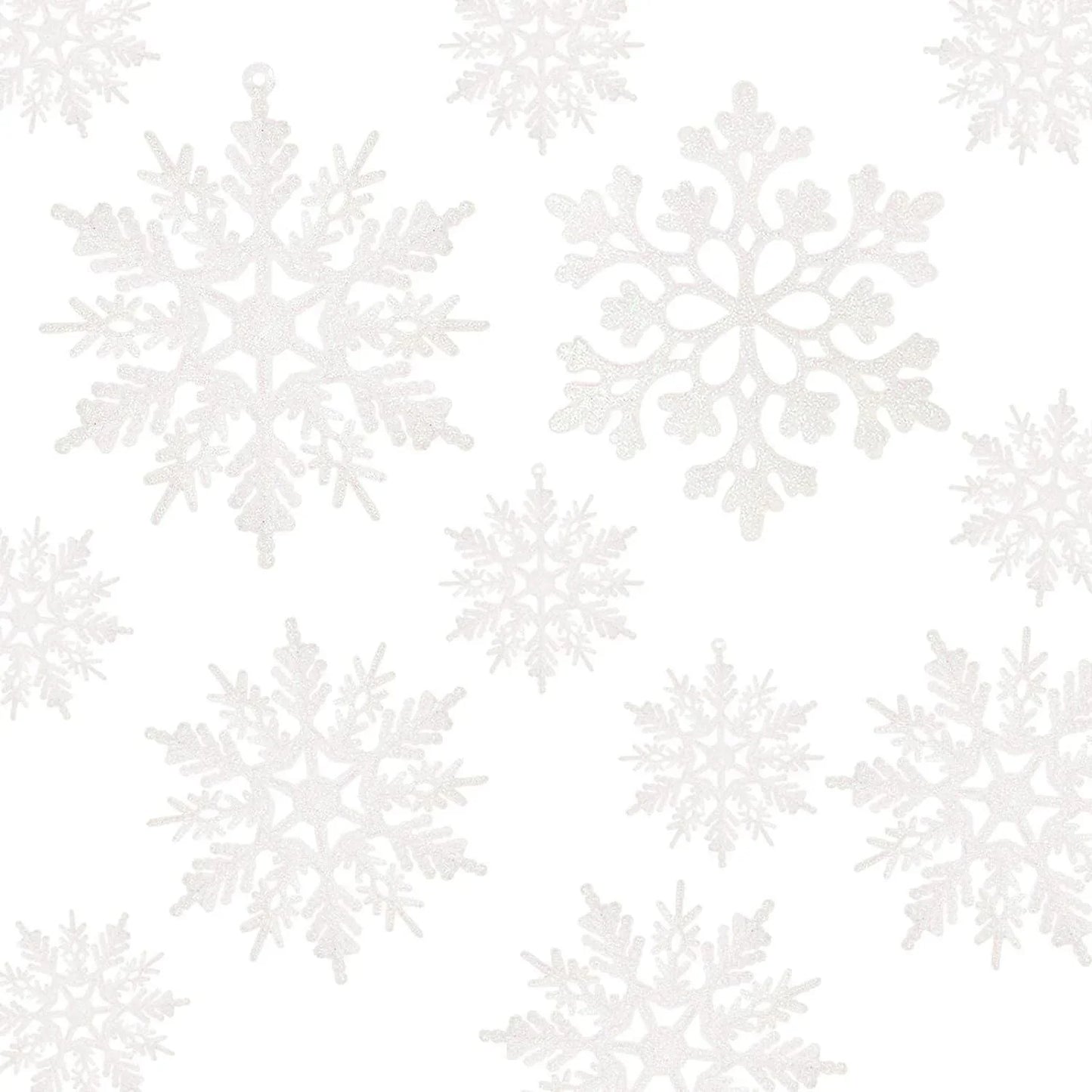 36pcs Christmas White Snowflake Ornaments Plastic Glitter Snow Flakes Ornaments for Winter Christmas Tree Decorations - Hibrides