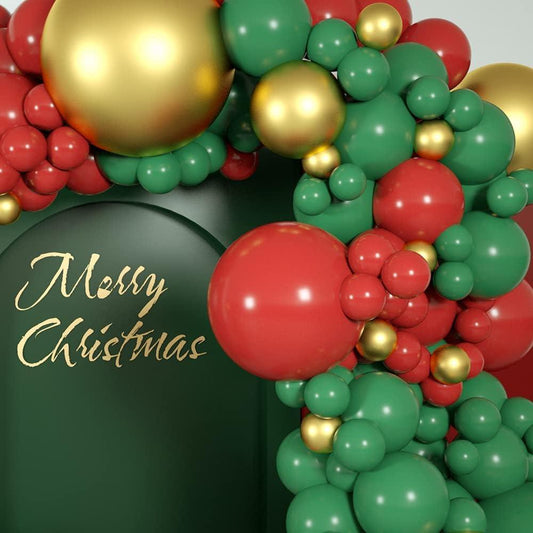 200PCS Christmas Balloons Garland Arch Kit Tree Red Green Metallic Golden White Latex Balloon for X-Mas Festival Birthday - Hibrides