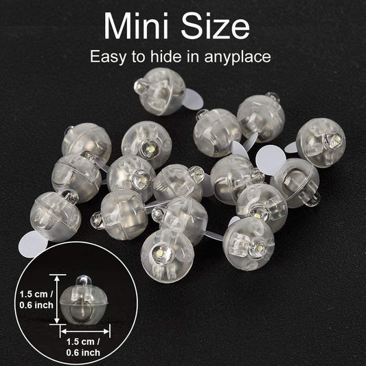 100 Pack | 12'' White Latex LED Light Up Balloons Glow Party Decor Ideas - Hibrides