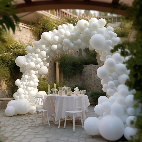 130PCS White Balloons Different Sizes 18" 12" 10" 5" Balloon Garland Arch Kit perfect for Birthday Party, Graduation, Baby Shower - Hibrides