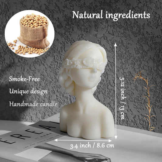 Bust Statue Decorative Scented Candle, Soy Wax Vegan Candle, Handmade Aesthetic Candle for Home Decor Bedroom Bathroom Wedding - Hibrides