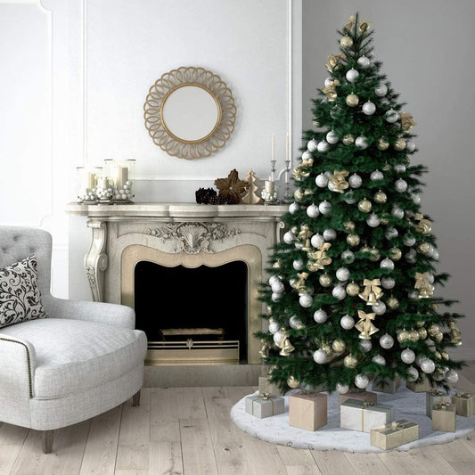 Christmas Tree Skirt - 48 inches Large White Luxury Faux Fur Tree Skirt Christmas Decorations Holiday Thick Plush Tree Xmas Ornaments - Hibrides
