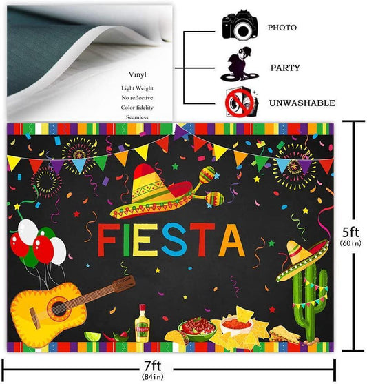 Fiesta Birthday Backdrop Mexican Fiesta Themed 1st Birthday Photo Booth Background 7x5ft - Hibrides
