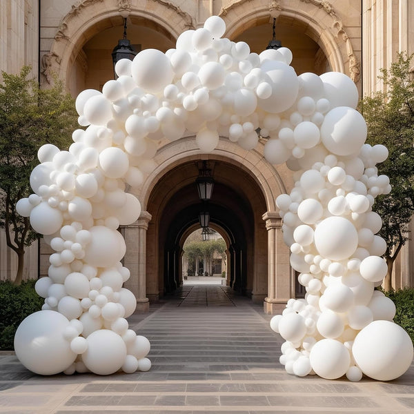 130PCS White Balloons Different Sizes 18" 12" 10" 5" Balloon Garland Arch Kit perfect for Birthday Party, Graduation, Baby Shower - Hibrides
