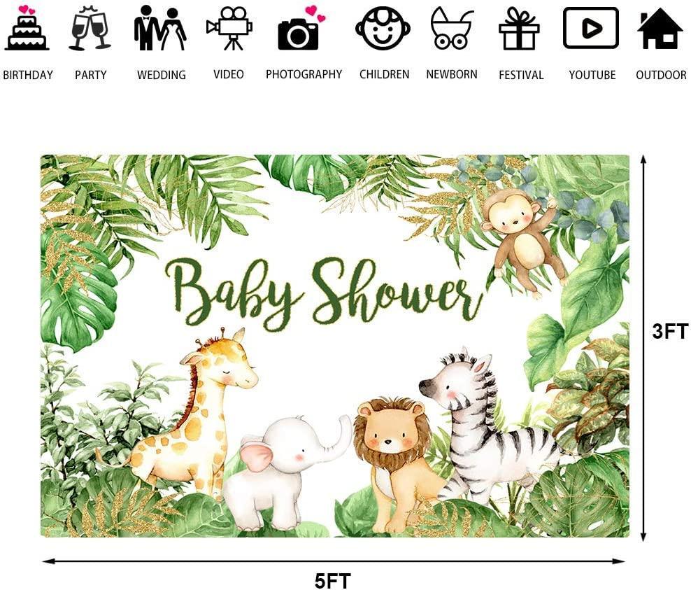 Safari Animals Baby Shower Photography Backdrop Jungle Baby Shower Background - Hibrides