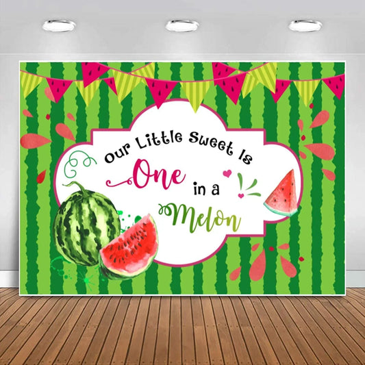 Pink Watermelon Baby Shower Backdrop Summer One in A Melon Watercolor Watermelon Theme Photography Background - Hibrides