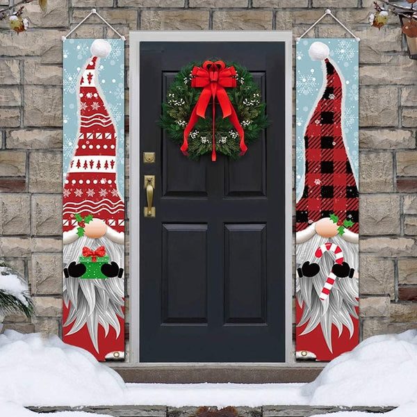 Outdoor Christmas Decorations - Gnomes Porch Sign Banners Hanging Decorations - Xmas Holiday Decor for Indoor Yard Front Door - Hibrides