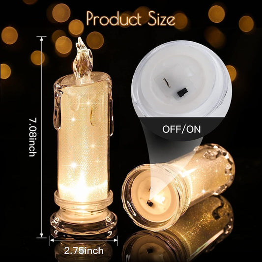 4PCS White LED flameless Candles, LED Clearance Pillar Candles, Battery Included, Decorations for Valentine's Day Wedding Birthday Christmas Decorations - Hibrides
