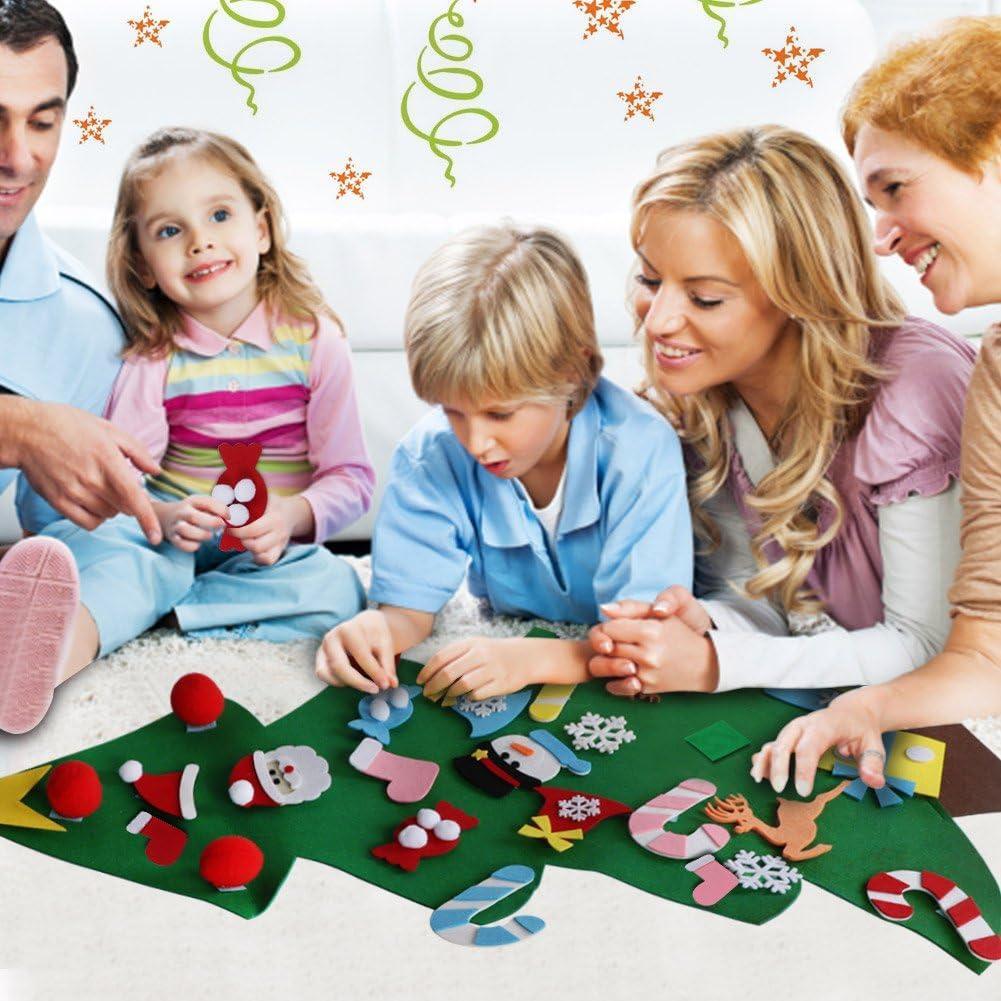 DIY Felt Christmas Tree Set with Ornaments for Kids, Xmas Gifts, New Year Door Wall Hanging Decorations - Hibrides