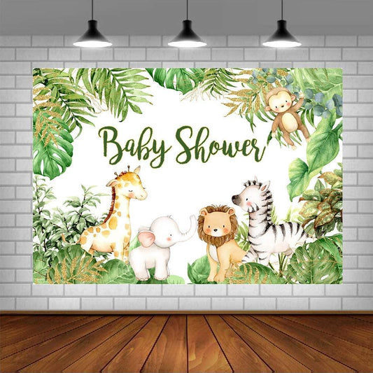 Safari Animals Baby Shower Photography Backdrop Jungle Baby Shower Background - Hibrides