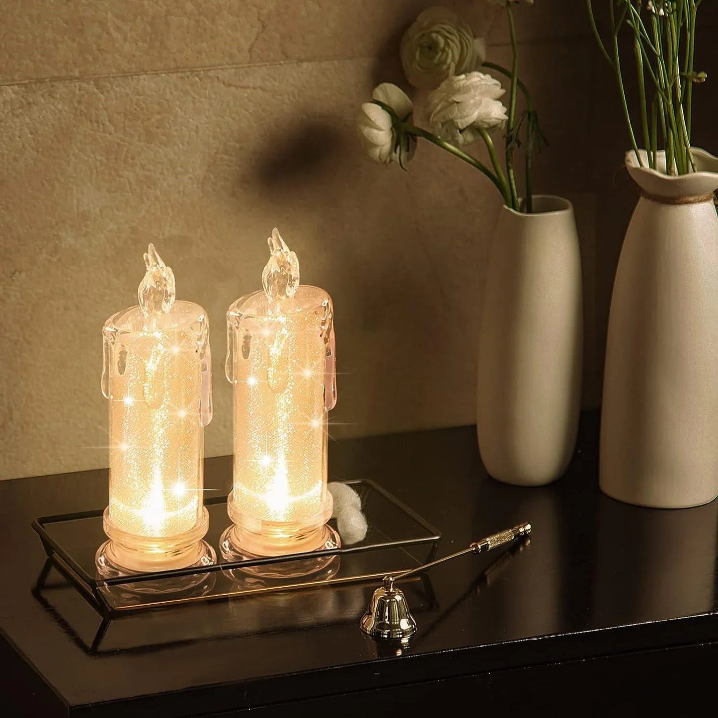 4PCS White LED flameless Candles, LED Clearance Pillar Candles, Battery Included, Decorations for Valentine's Day Wedding Birthday Christmas Decorations - Hibrides