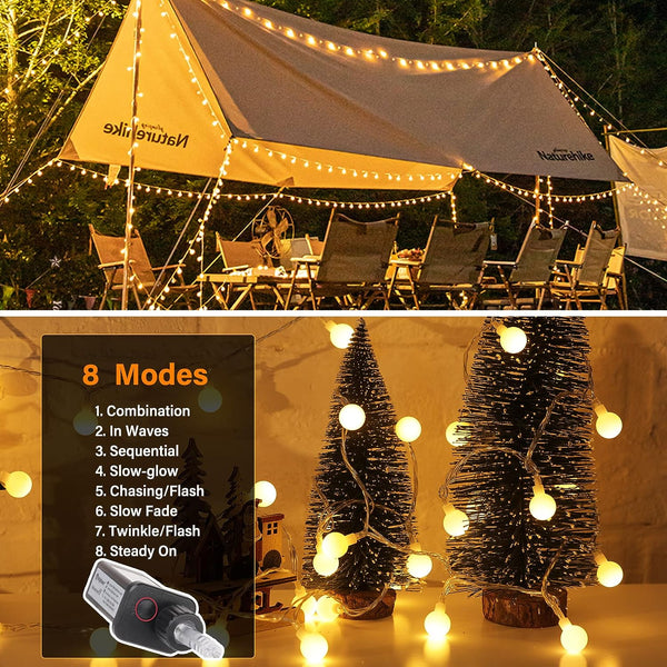 Globe String Lights, 33 Feet 100 Led Fairy Lights Plug in, 8 Modes with Remote Mini Globe Lights for Indoor Outdoor - Hibrides