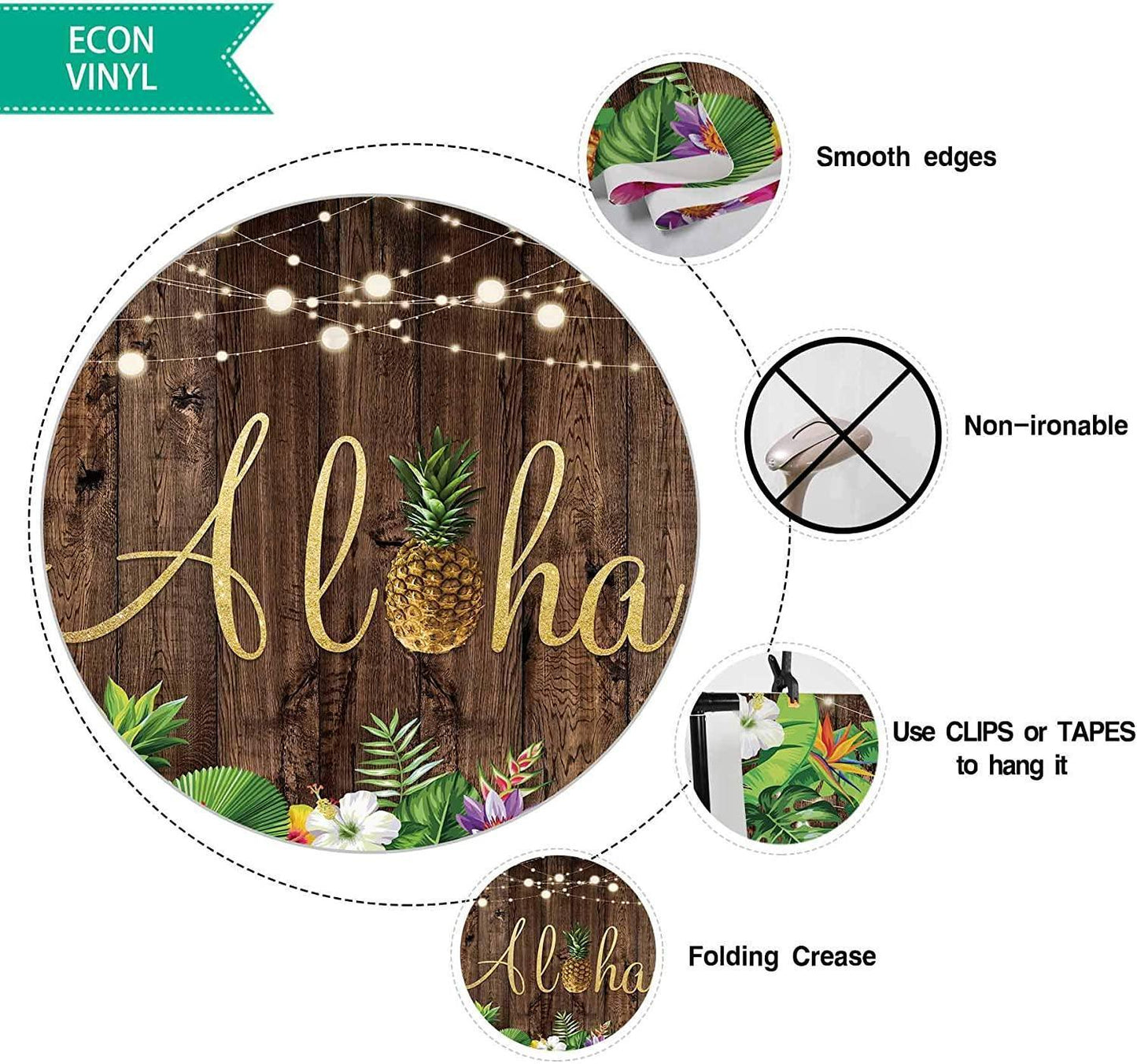 5x3ft Aloha Rustic Wooden Backdrop for Summer Tropical Hawaiian Beach Party Photography Background - Hibrides