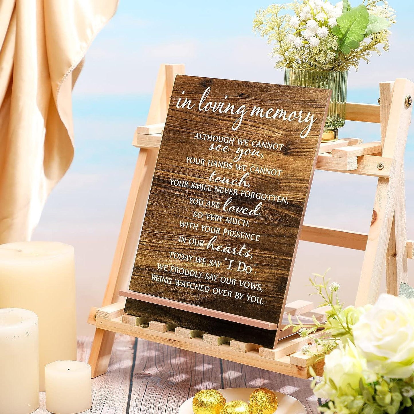 Memorial Table Sign for Wedding, Wedding Wooden Decorations for Reception, Sympathy Gift in Loving Memory Wedding Sign - Hibrides