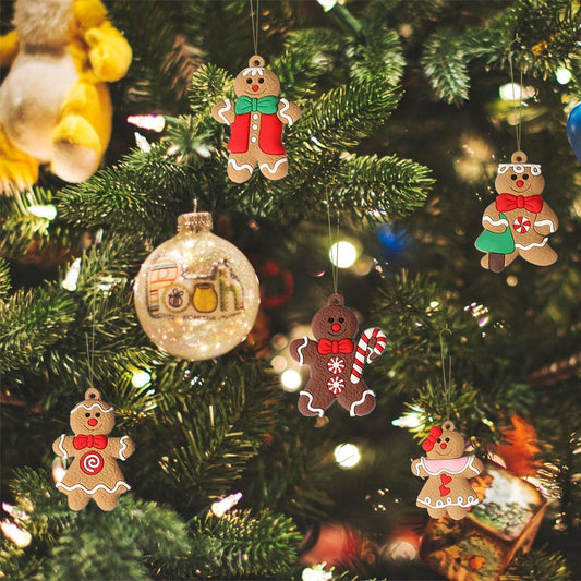 12pcs Gingerbread Man Ornaments for Christmas Tree Assorted Plastic Gingerbread Figurines Ornaments for Christmas Tree - Hibrides