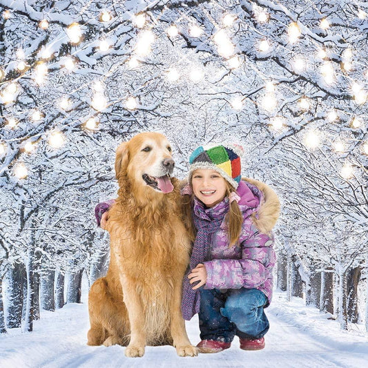7x5FT Glitter Winter Forest Photography Backdrop Sparkle Snow Natural Scenery Landscape - Hibrides