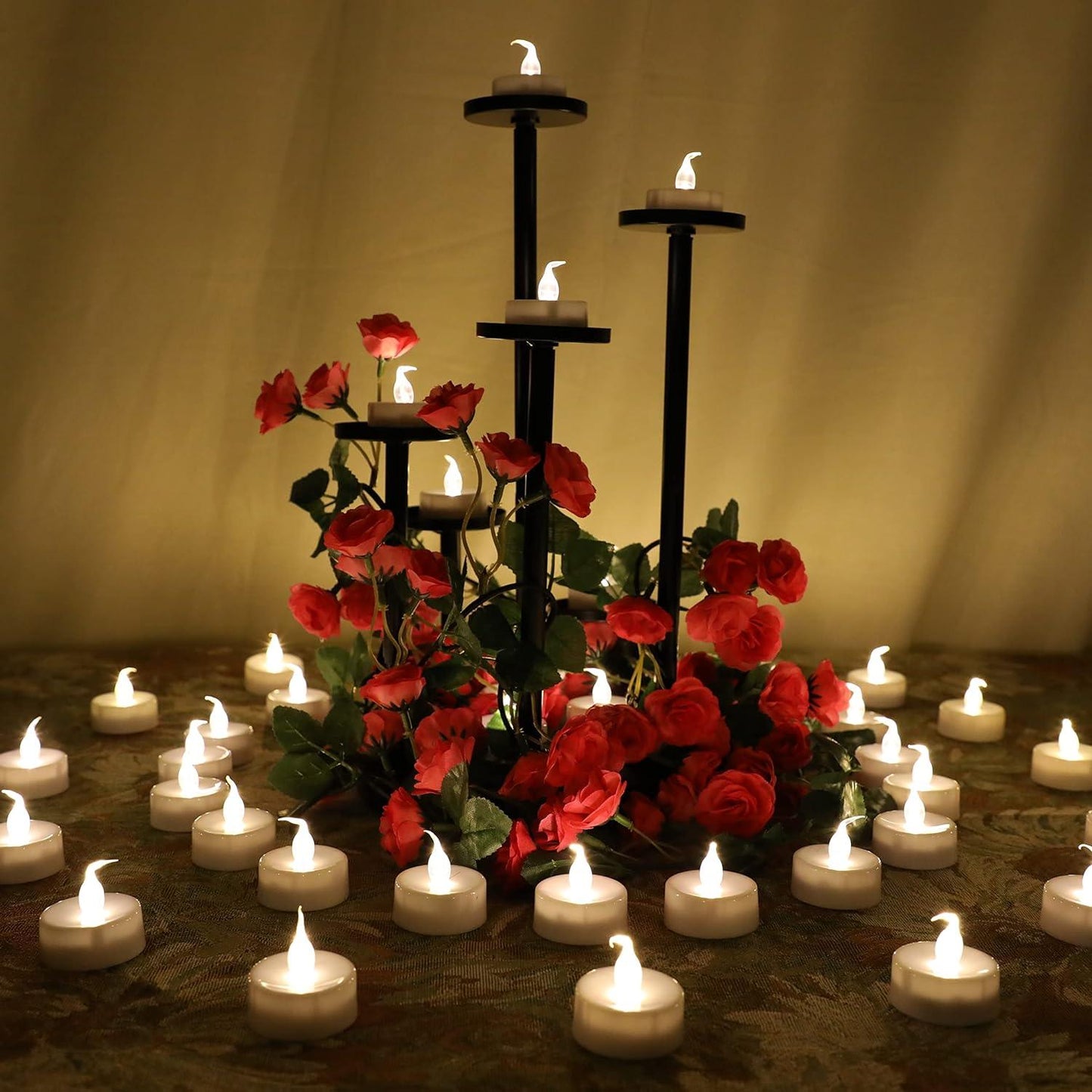 12PCS Warm White LED Tea Light,Flickering Flameless Candle with Remote Control,Long Lasting Battery Operated LED Tealights Candle with Timer,for Seasonal &Festival Celebration - Hibrides