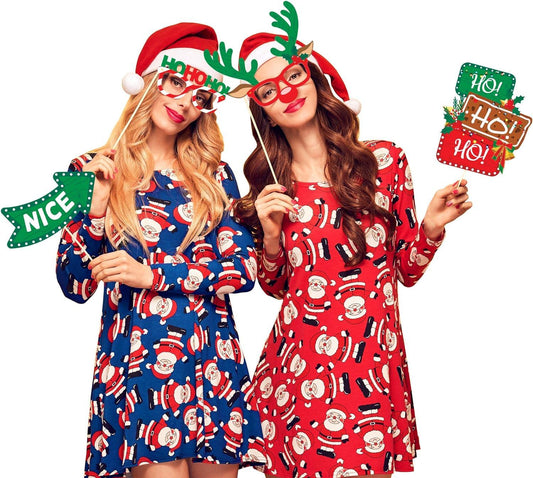38pcs Christmas Photo Booth Props- Christmas Games for Party Supplies - Picture Backdrop Decorations Set Party Favors - Hibrides