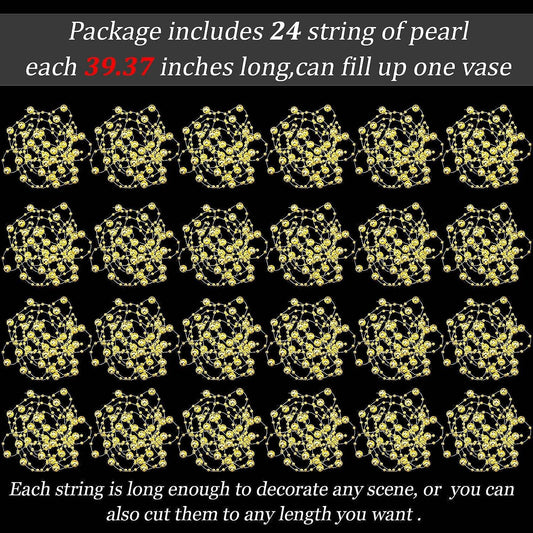 24PCS Artificial Pearl String for Floating Candle Faux Pearls Beads String Pearl Party Garland Decoration for Vases Filler Wedding Centerpiece Christmas Party Decor - Hibrides