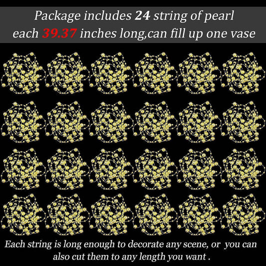 24PCS Artificial Pearl String for Floating Candle Faux Pearls Beads String Pearl Party Garland Decoration for Vases Filler Wedding Centerpiece Christmas Party Decor - Hibrides
