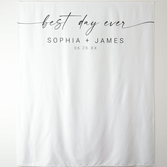 Best Day Ever Wedding Backdrop, Modern Minimalist Backdrop Tapestry Outdoor Wedding Ceremony Decorations