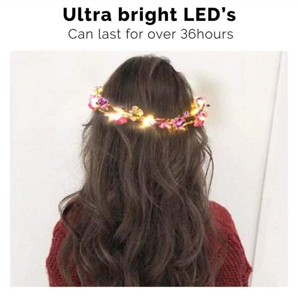 Led Flower Crown 20 Pieces Light Up Led Flower Wreath, Led Flower Headband For Bachelorette Party, Kids Birthday Party, Halloween - Hibrides