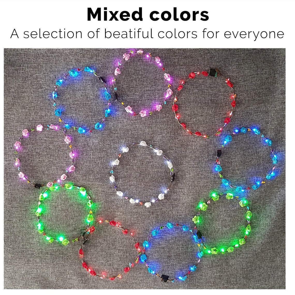 Led Flower Crown 20 Pieces Light Up Led Flower Wreath, Led Flower Headband For Bachelorette Party, Kids Birthday Party, Halloween - Hibrides