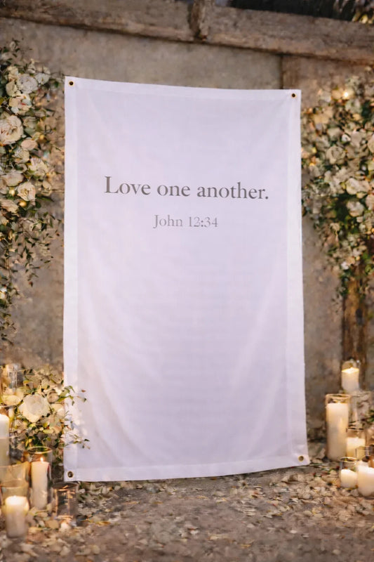 Personalized Wedding Backdrop for Wedding Photography, 'Love one another.' Backdrop