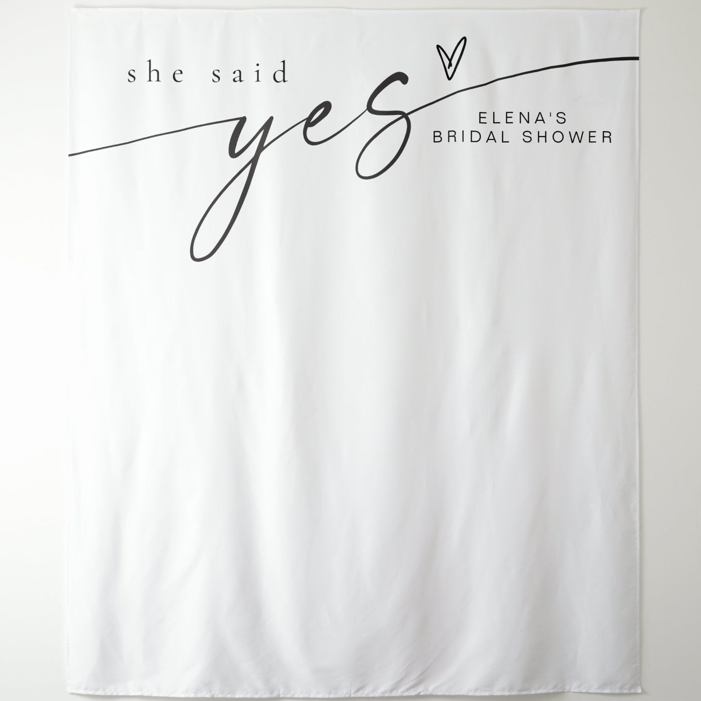Minimalist Boho She Said Yes Bridal Shower Tapestry, Bridal Shower Backdrop