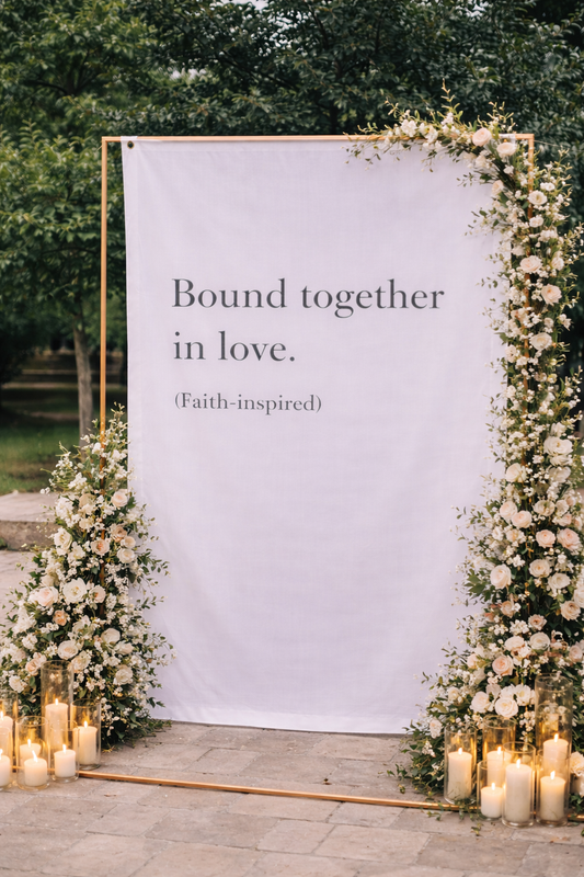Personalized Wedding Backdrop for Wedding Photography, 'Bound together in love.' Backdrop