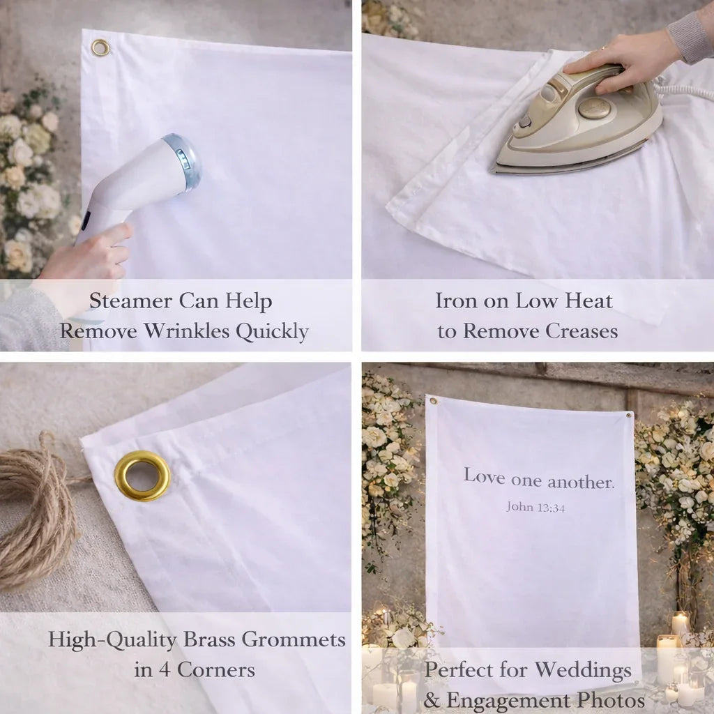 Personalized Wedding Backdrop for Wedding Photography, 'Love one another.' Backdrop
