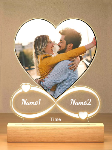Personalized Anniversary Couples Gifts For Women And Men, Custom Acrylic Heart Picture Frame With Photo