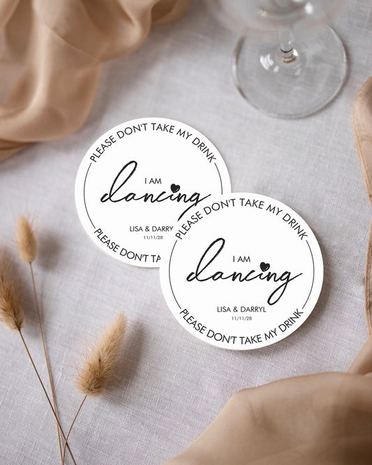 100pcs Please Don't Take My Drink Round Paper Coaster, Minimalist Coaster for Wedding