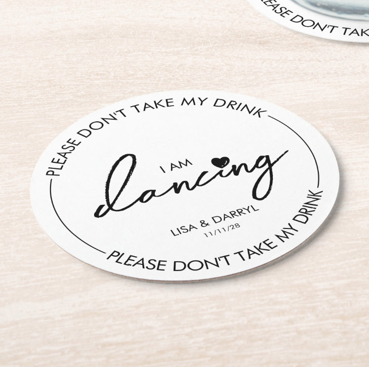 100pcs Please Don't Take My Drink Round Paper Coaster, Minimalist Coaster for Wedding