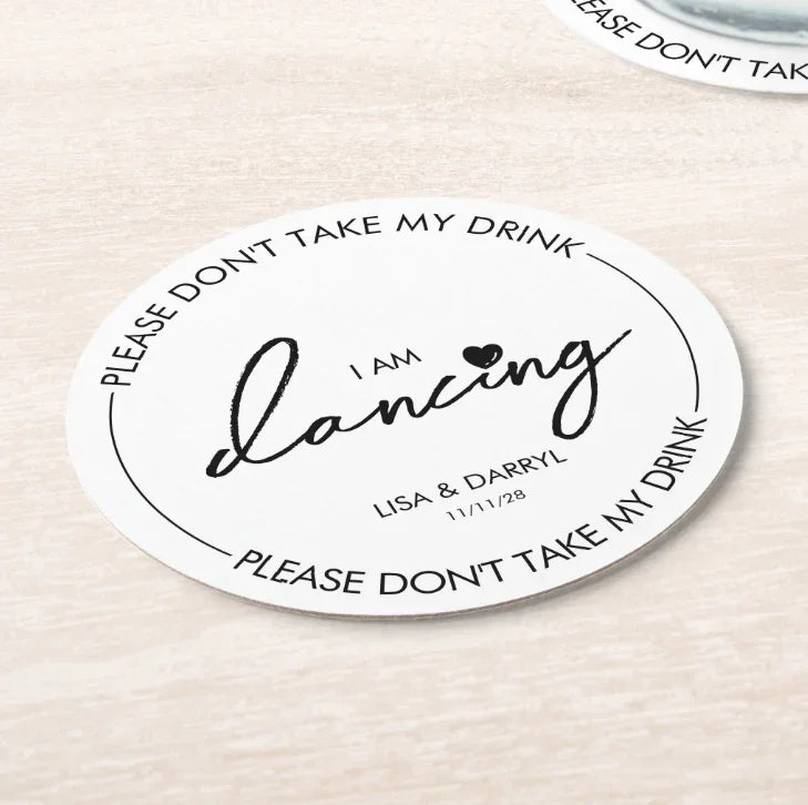 100pcs Please Don't Take My Drink Round Paper Coaster, Minimalist Coaster for Wedding