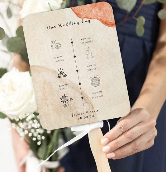 Unique Earthy Wedding Program Fans for Themed Summer Weddings - Hibrides
