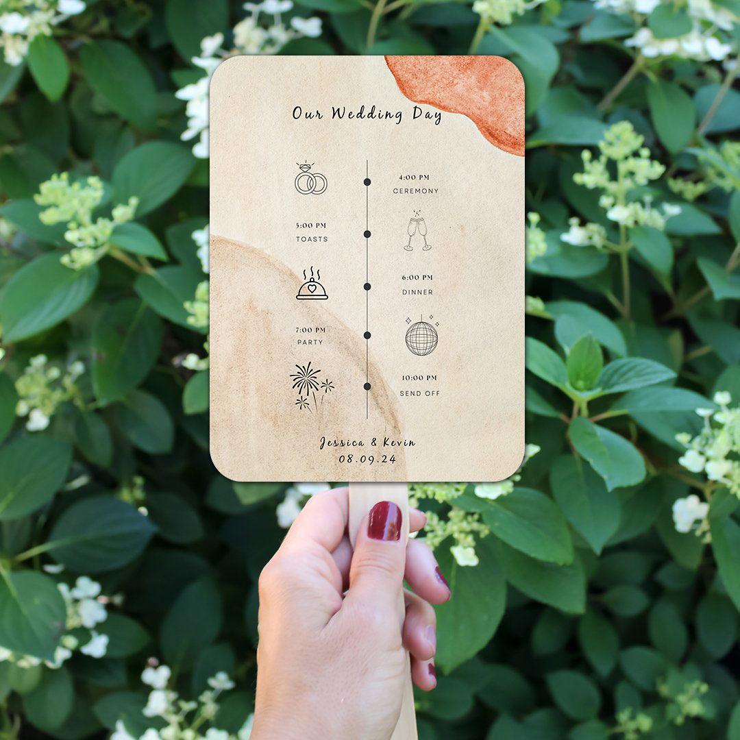 Unique Earthy Wedding Program Fans for Themed Summer Weddings - Hibrides