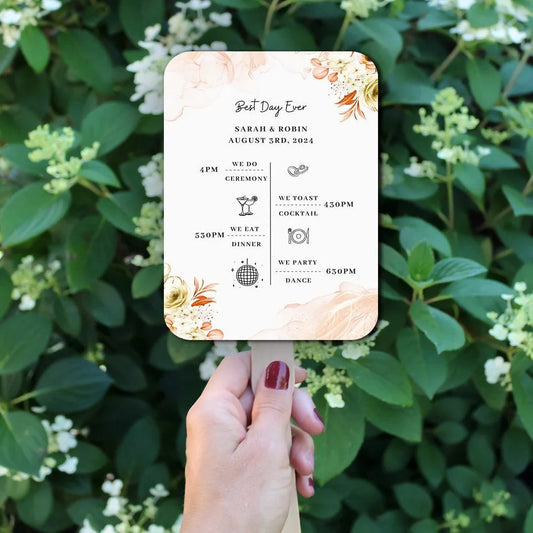Vintage Floral Wedding Program Fans for Themed Weddings - Hibrides