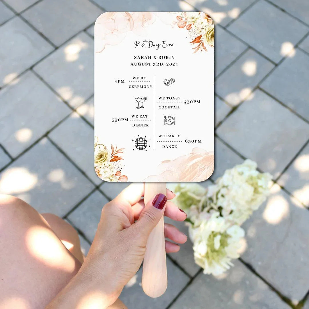 Vintage Floral Wedding Program Fans for Themed Weddings - Hibrides