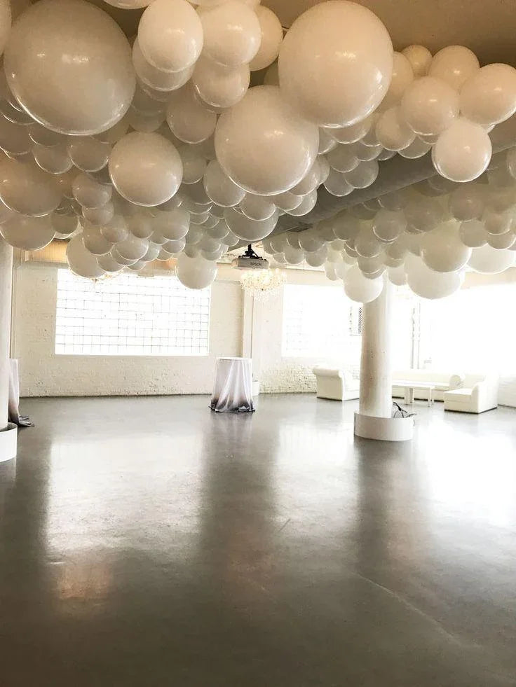 100 Pack | 12'' White Latex LED Light Up Balloons Glow Party Decor Ideas - Hibrides