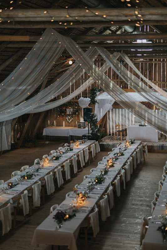 6 Panels White Wedding Ceiling Drapes Ceiling Drapes Chiffon Fabric Arch Draping Sheer Curtains Soft Drapery Draping Wedding Ceiling Decorations for Party Ceremony Stage Swag - Hibrides